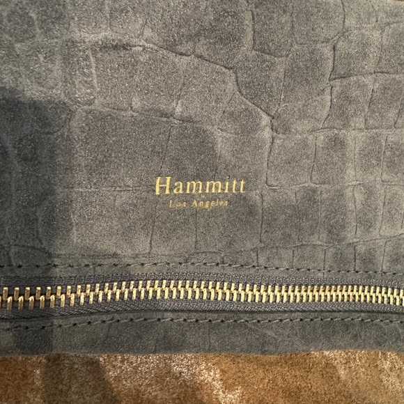 Hammitt Gray Crocodile Textured VIP Bag metallic brown suede and gold Zipper - Picture 2 of 9
